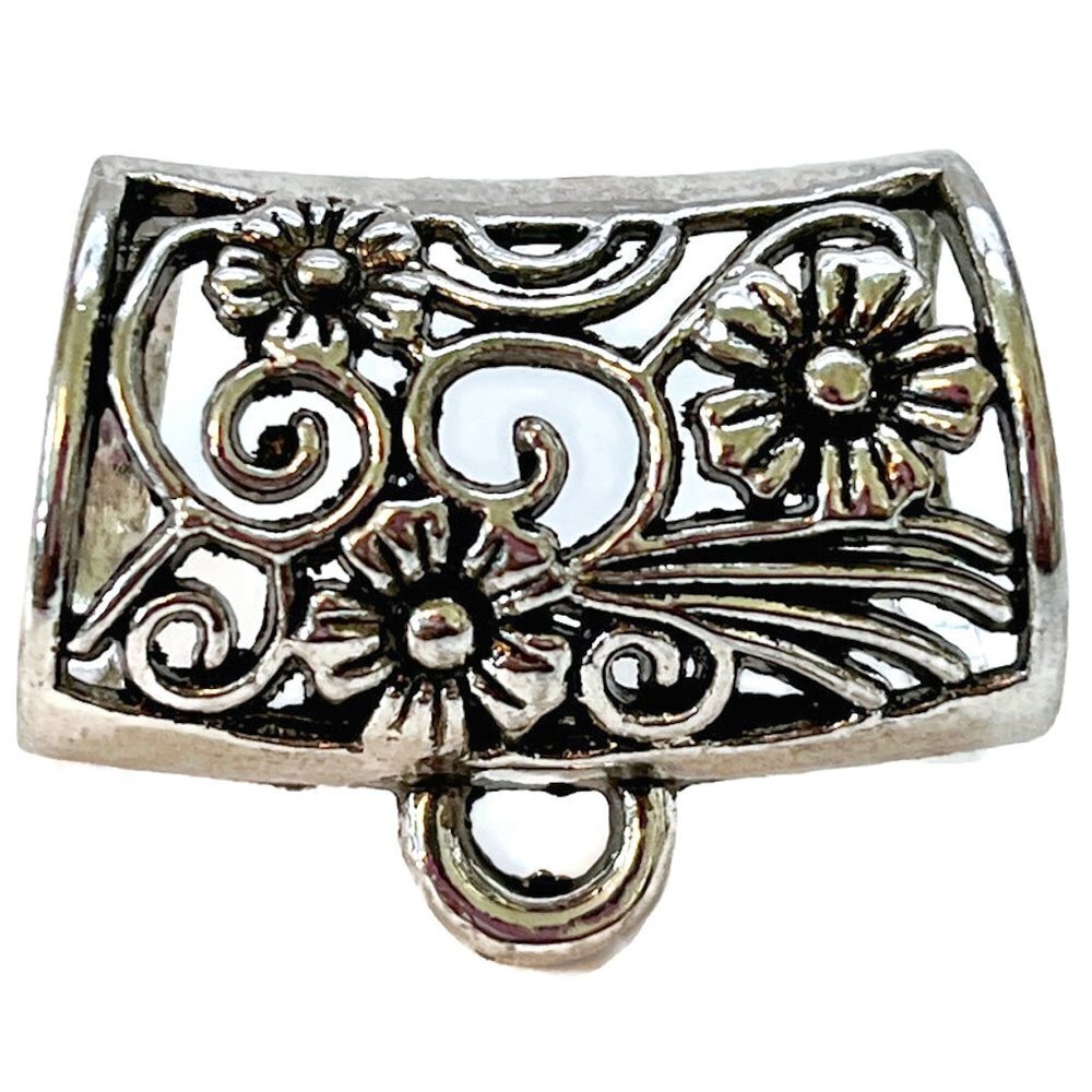 $1 Clearance Antique Silver Scarf Tibetan Style CCB Hangers Bail Floral (4)